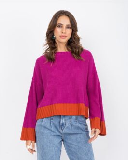 Blusa Tricot Bicolor Magenta