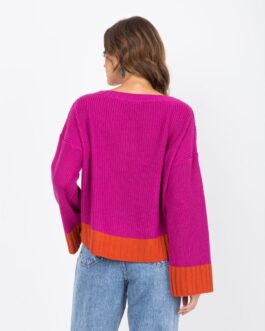 Blusa Tricot Bicolor Magenta